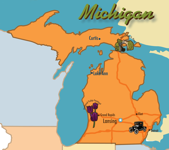 MI cabins rentals map