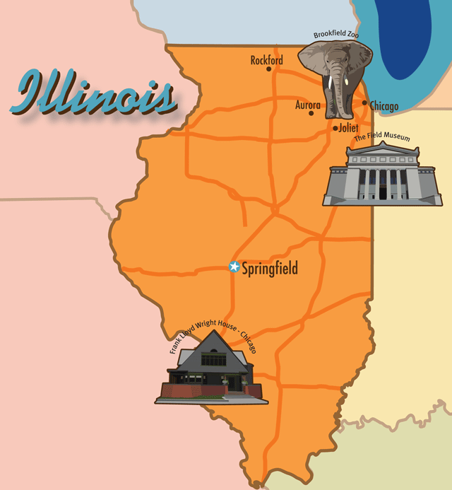 Illinois Cabins Chalets map